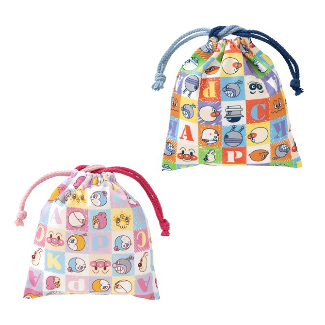 ブロック総柄コップ巾着